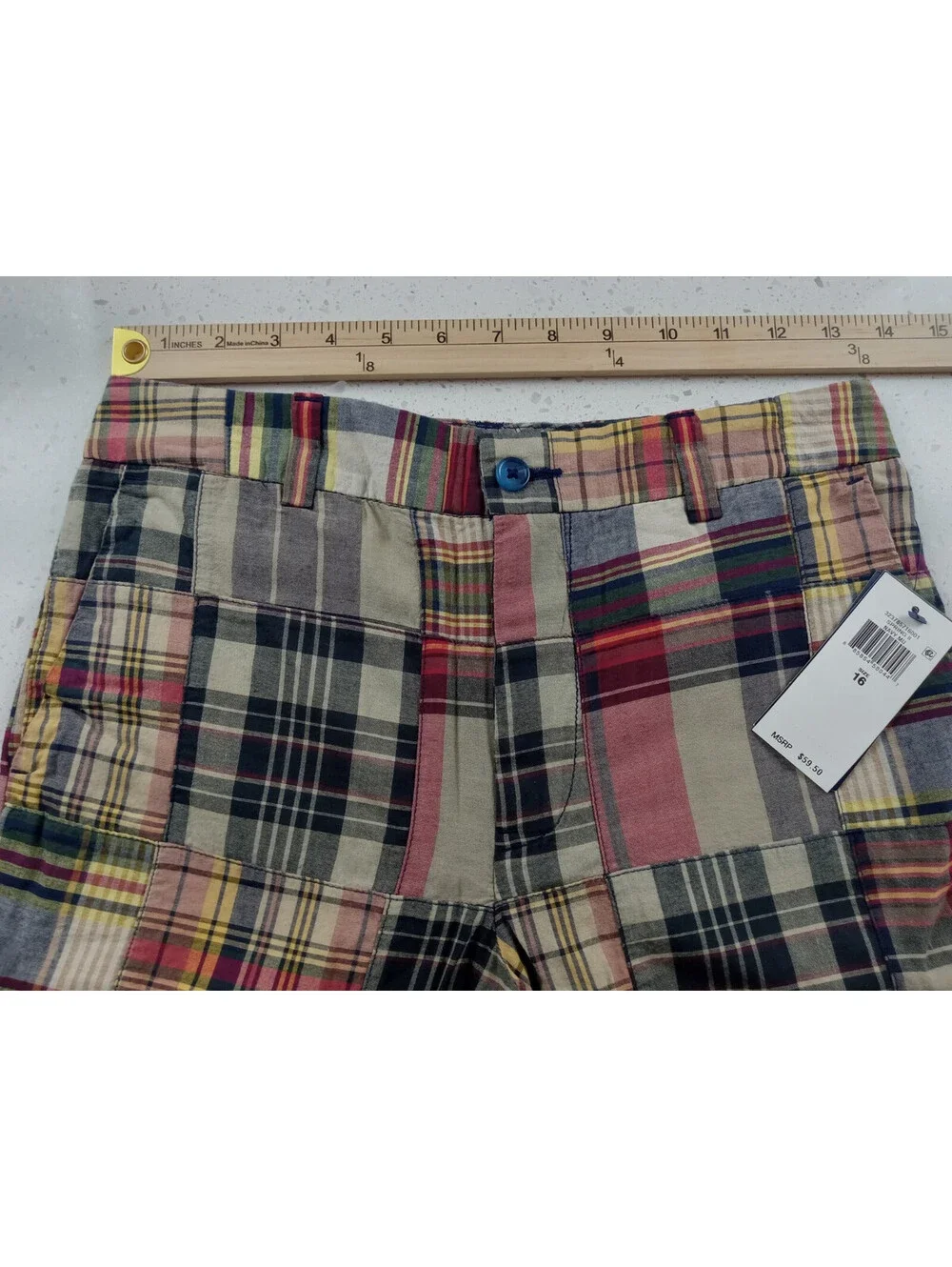 Polo Ralph Lauren Shorts Boys Size 16 Multicolor Patchwork Madras Plaid NWT 16
